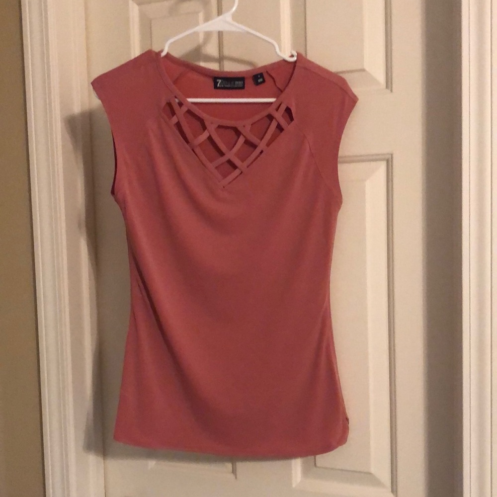 New York & Co 7th Ave Cut-Out V-Neck Blouse